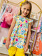 Girls Floral School Bus Shorts Set with Matching Bow - Bowtism